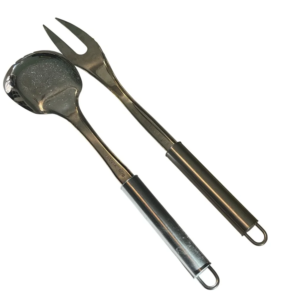 Dansk 18/8 Stainless Steel Salad Serving Spoon and‎ Fork Set Silver 11.5 Inch